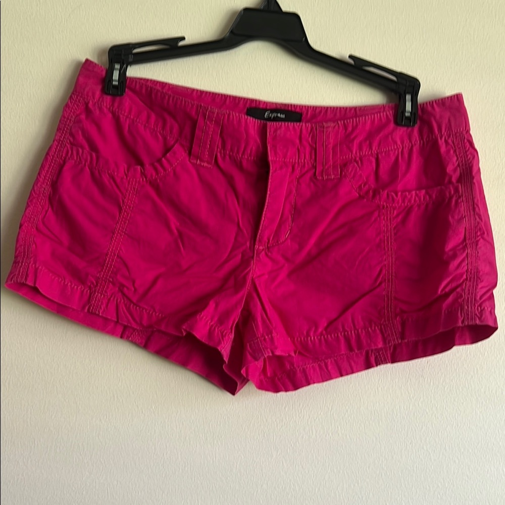 Express Pink Cargo Shorts Lightweight Cotton